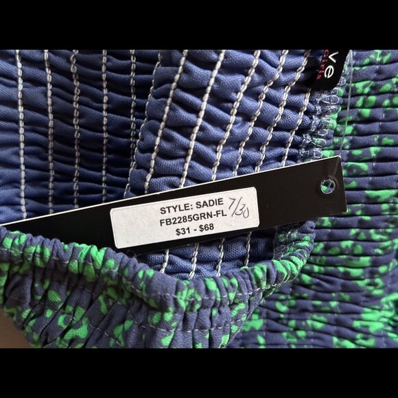 New Miss Behave Skirt 14 / L Womens Green Sadie Smocked Pleated Floral Pull On - Picture 6 of 6